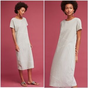 Light Gray Midi Shift Dress - Minimal Short Sleeve Dress